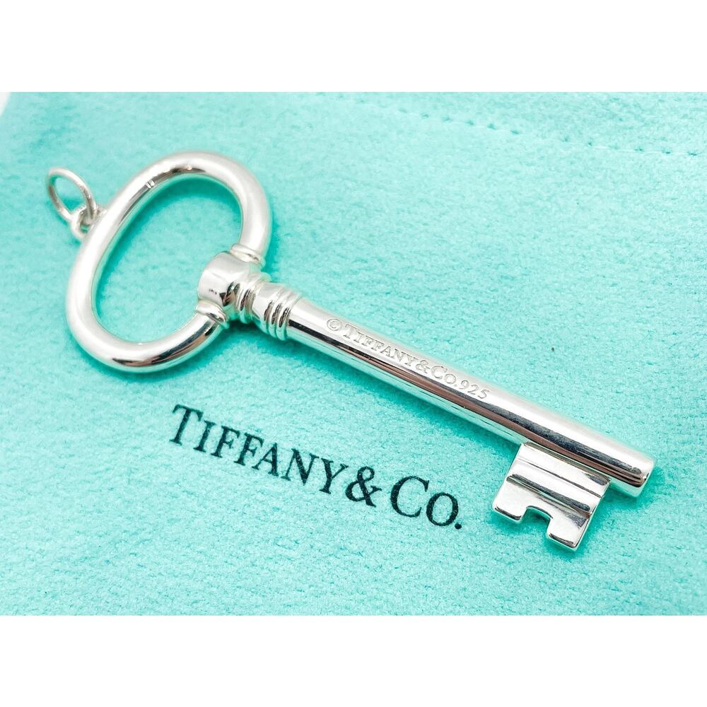 Tiffany & Co. Large 2.5" Oval Key Pendant Sterling Silver ENGRAVED